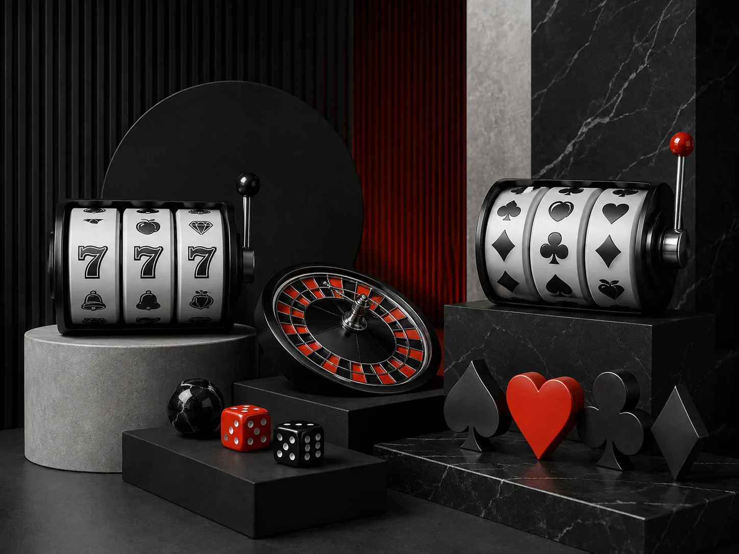 Komposisi slot, roulette, kartu, dan ragam permainan kasino